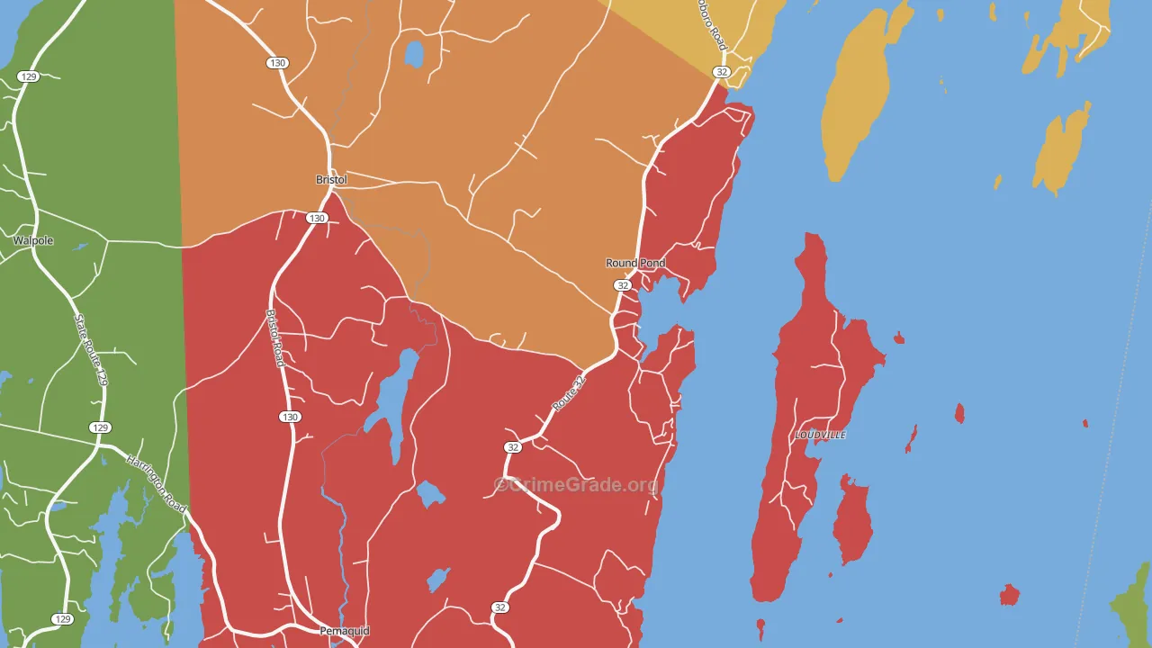 Round Pond, ME Map of Burglary Rates