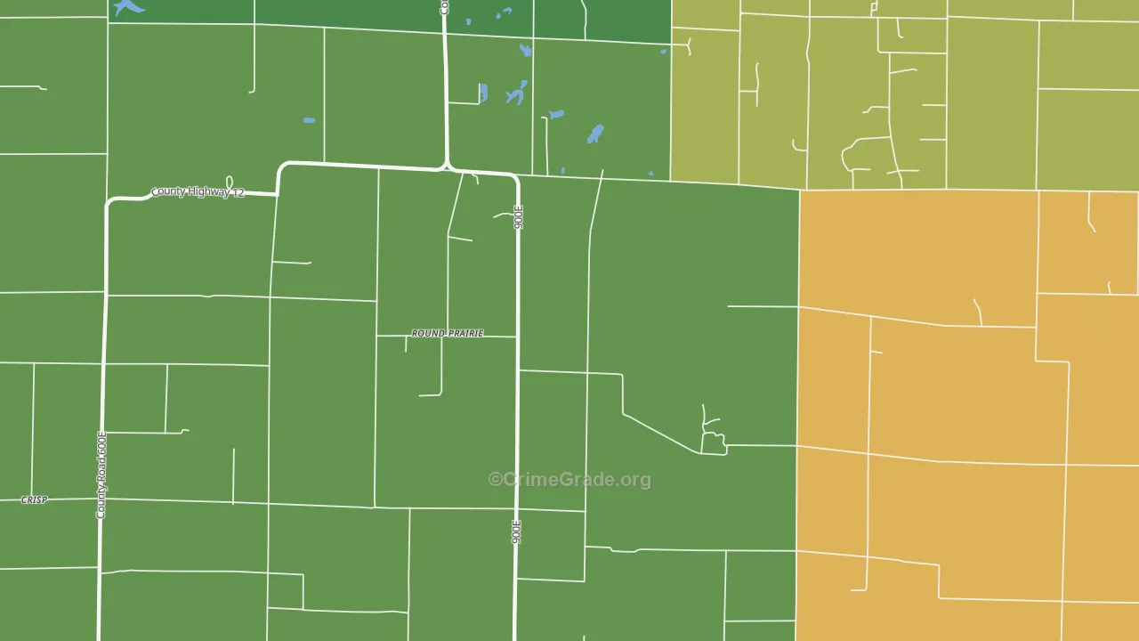 Round Prairie, IL Map of Burglary Rates