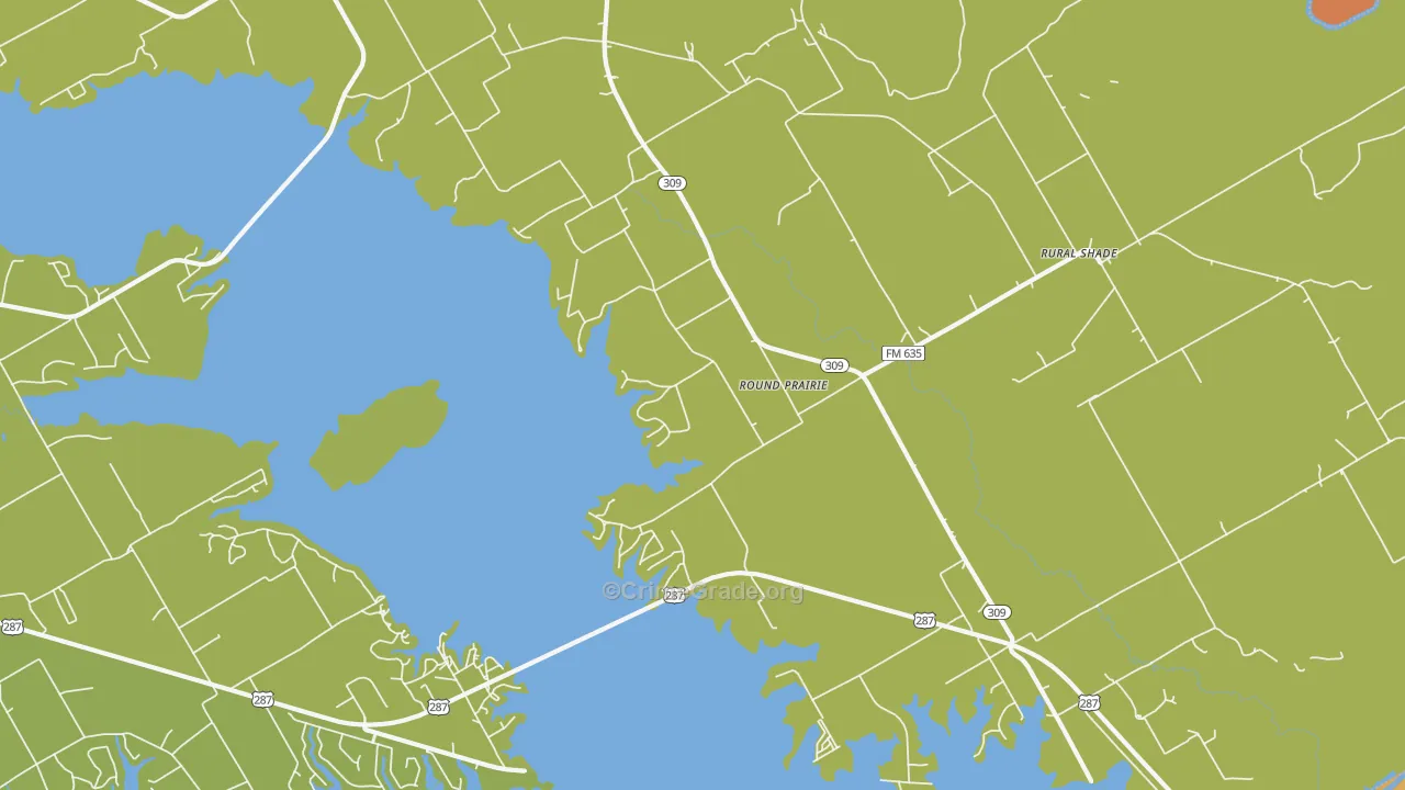 Round Prairie, TX Map of Burglary Rates