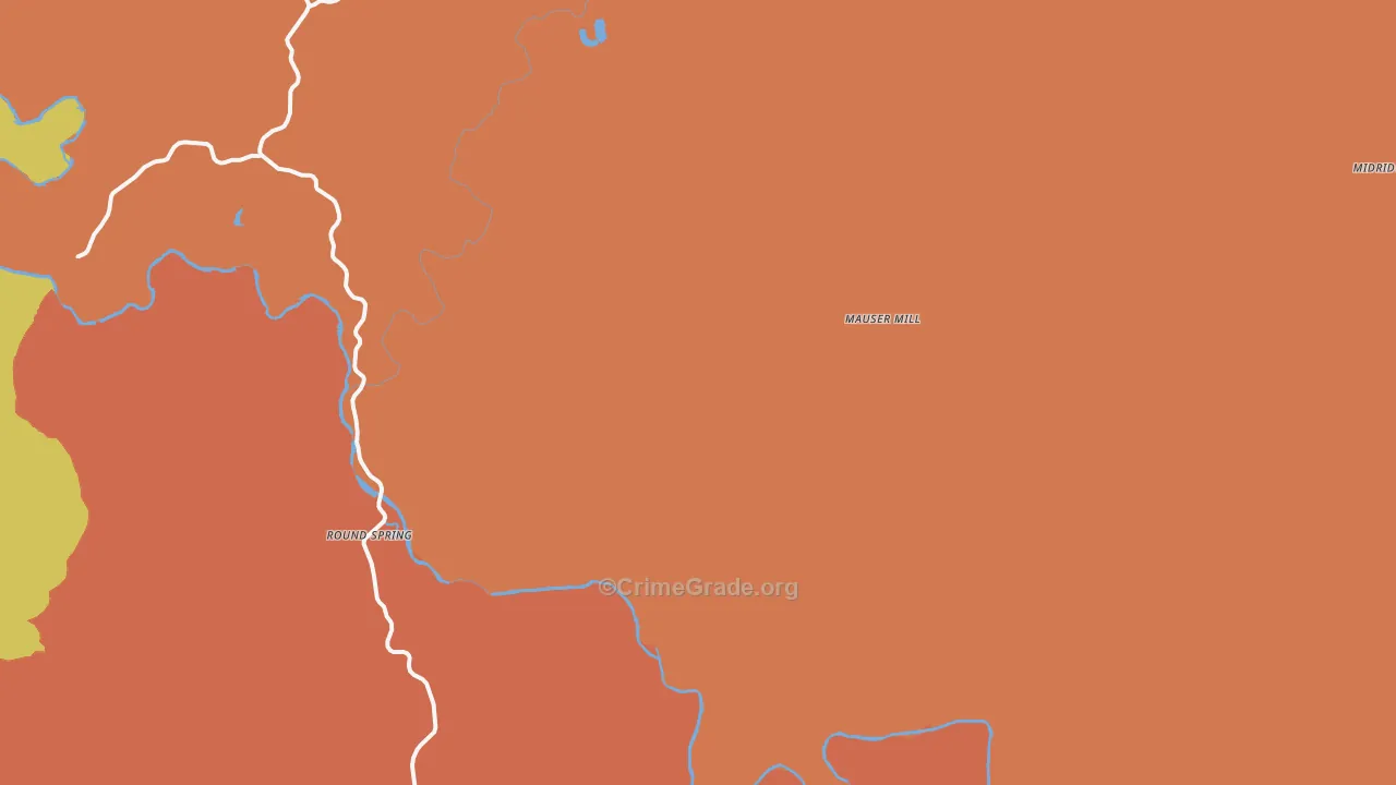 Round Spring, MO Map of Burglary Rates