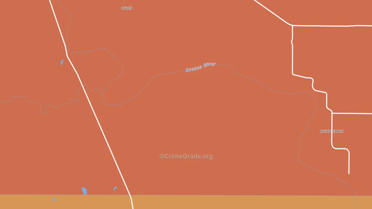 Round Timber, TX Map of Burglary Rates