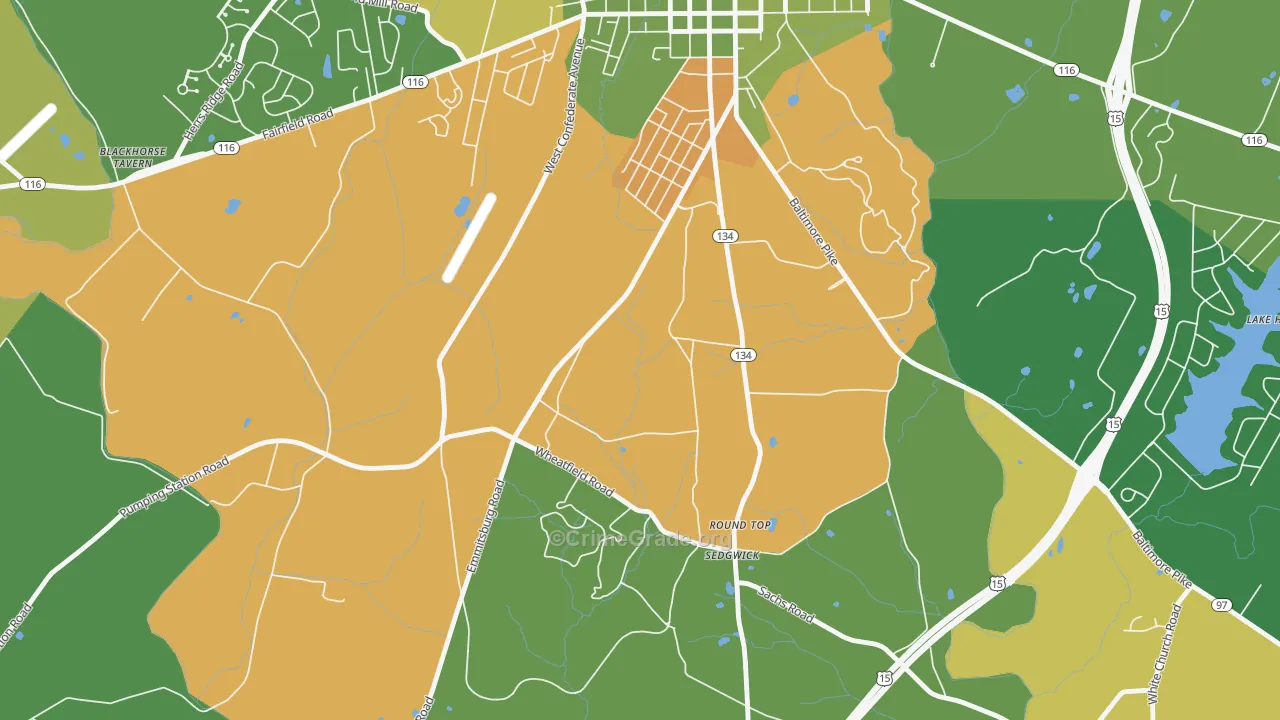 Round Top, PA Map of Burglary Rates