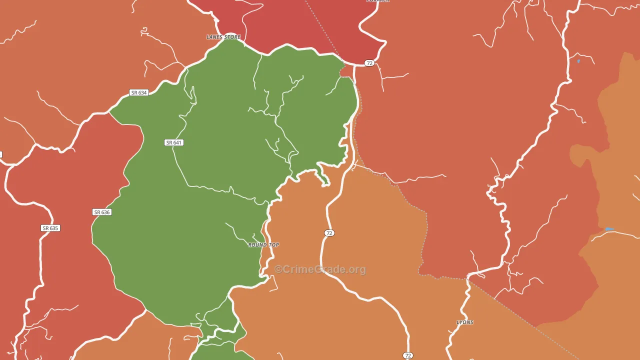 Round Top, VA Map of Burglary Rates