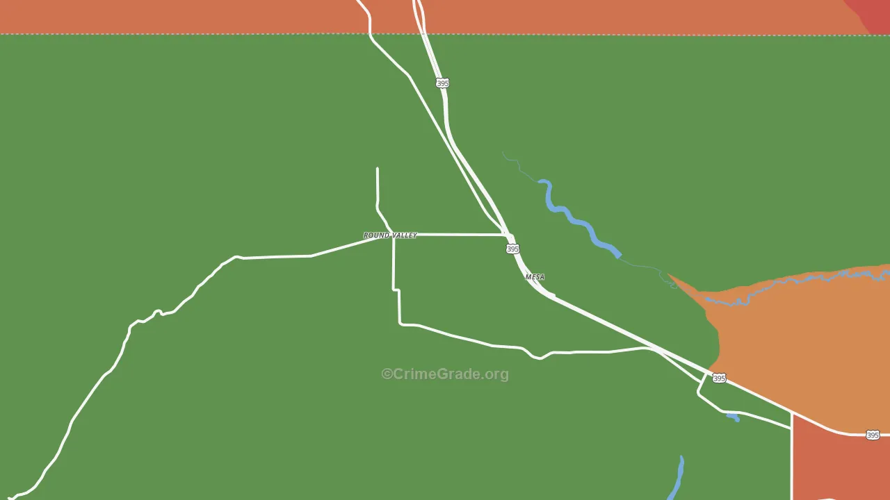 Round Valley, CA Map of Burglary Rates