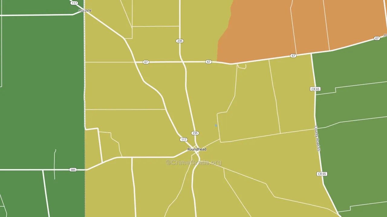 Roundhead, OH Map of Burglary Rates