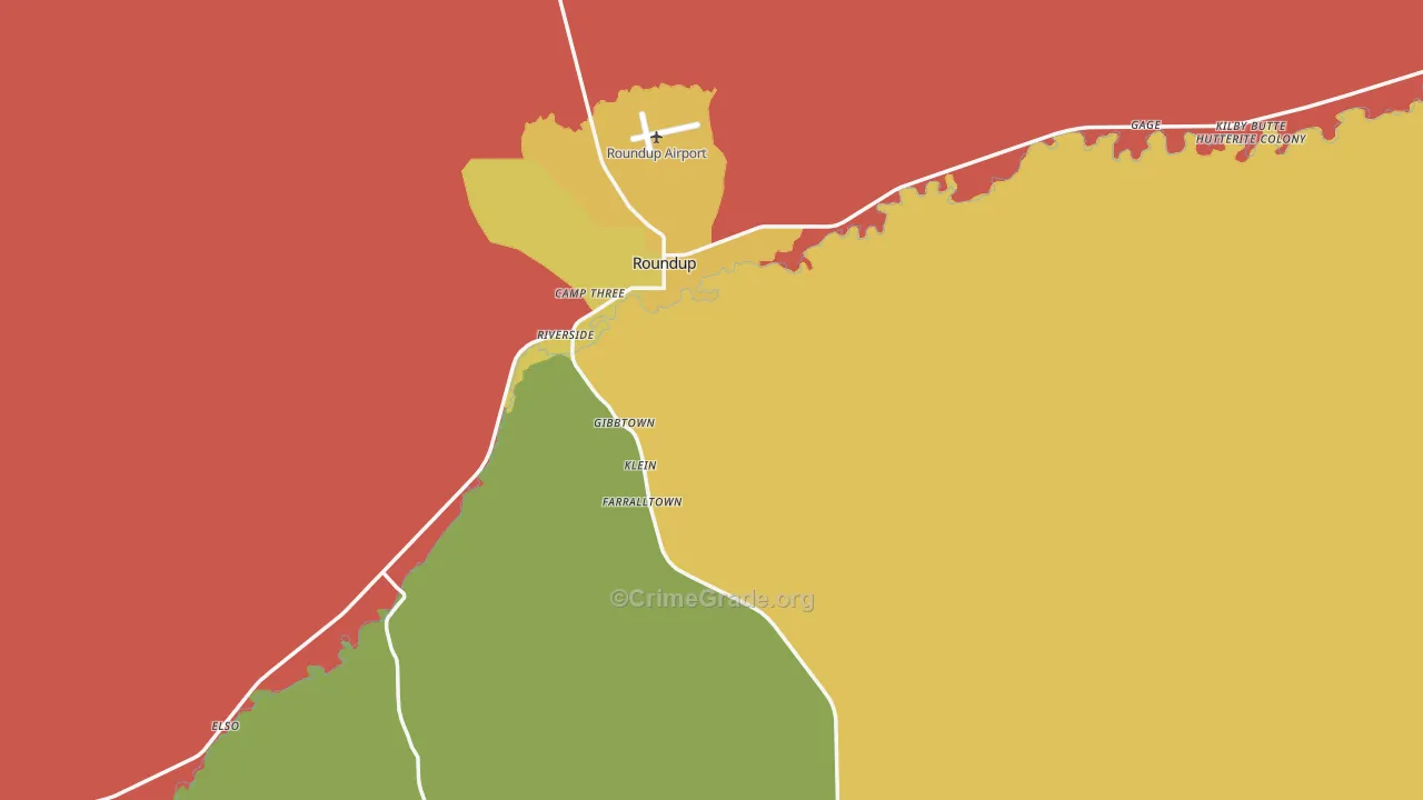 Roundup, MT Map of Burglary Rates