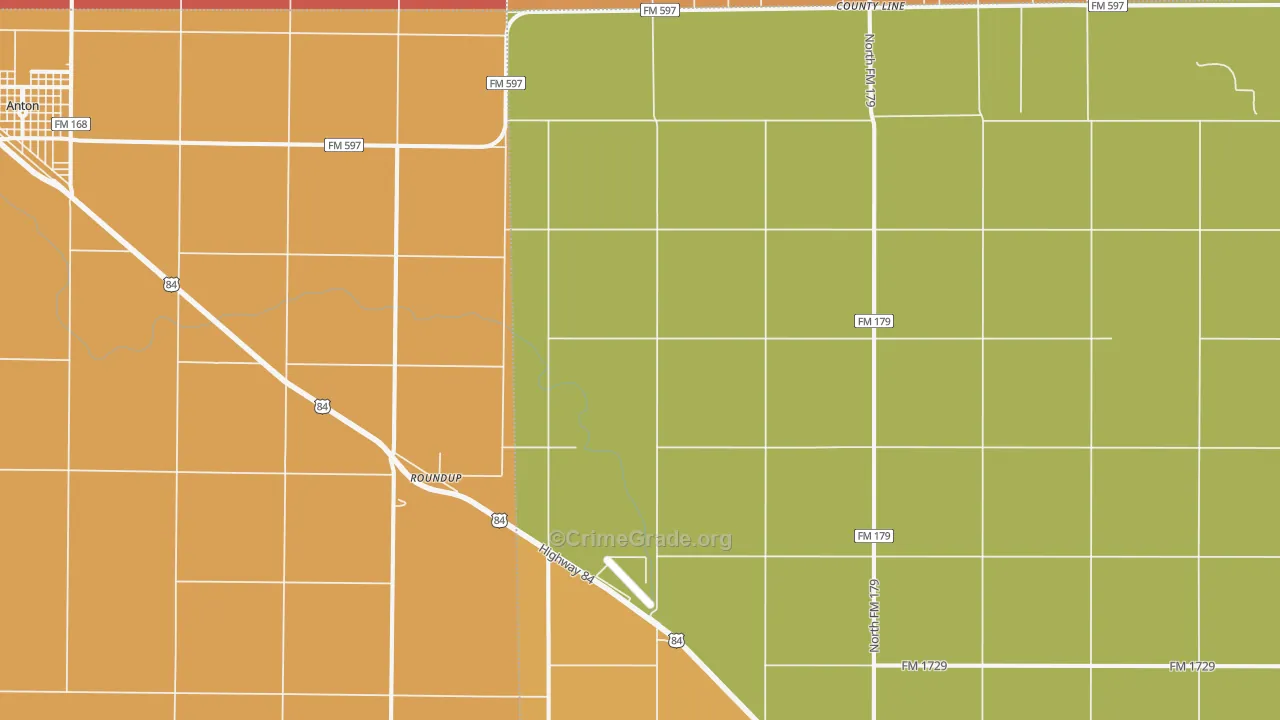Roundup, TX Map of Burglary Rates