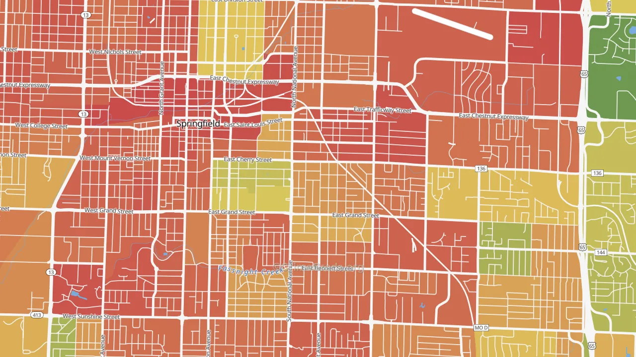 Rountree, Springfield, MO Map of Burglary Rates