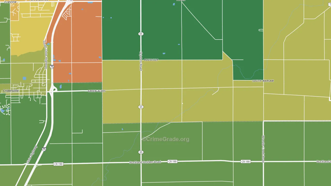 Rousculp, OH Map of Burglary Rates