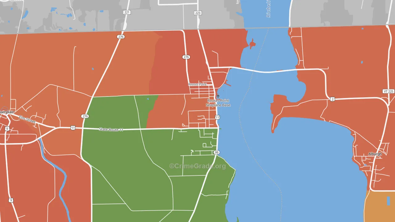 Rouses Point, NY Map of Burglary Rates