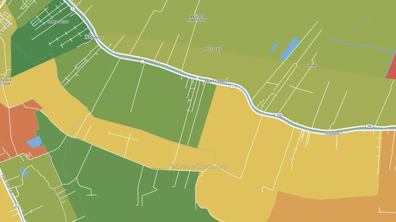 Rousseau, LA Map of Burglary Rates