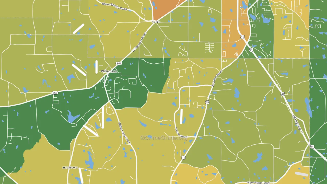 Rover, GA Map of Burglary Rates
