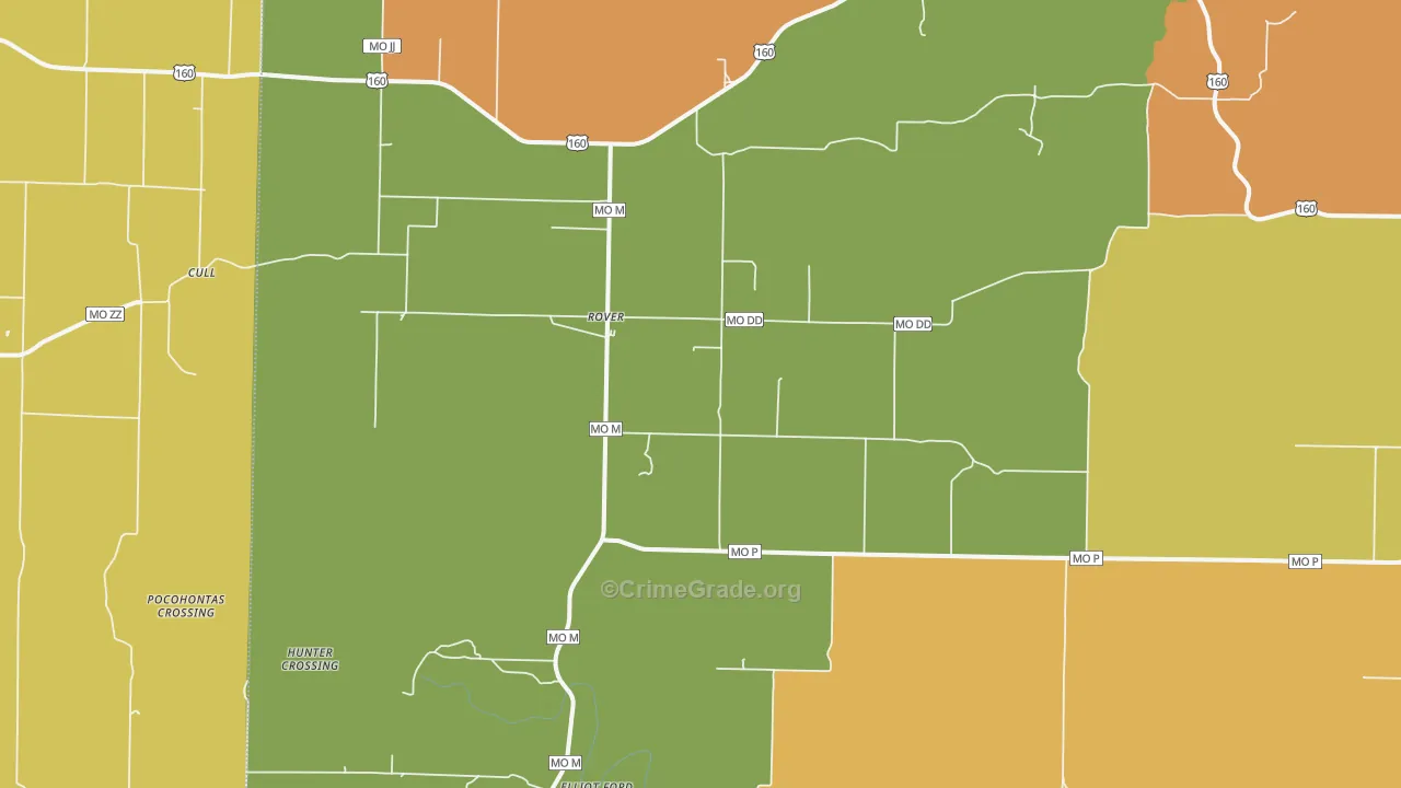 Rover, MO Map of Burglary Rates