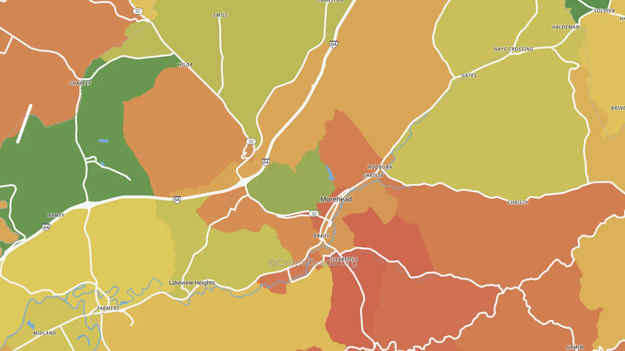 Rowan County, KY Map of Burglary Rates