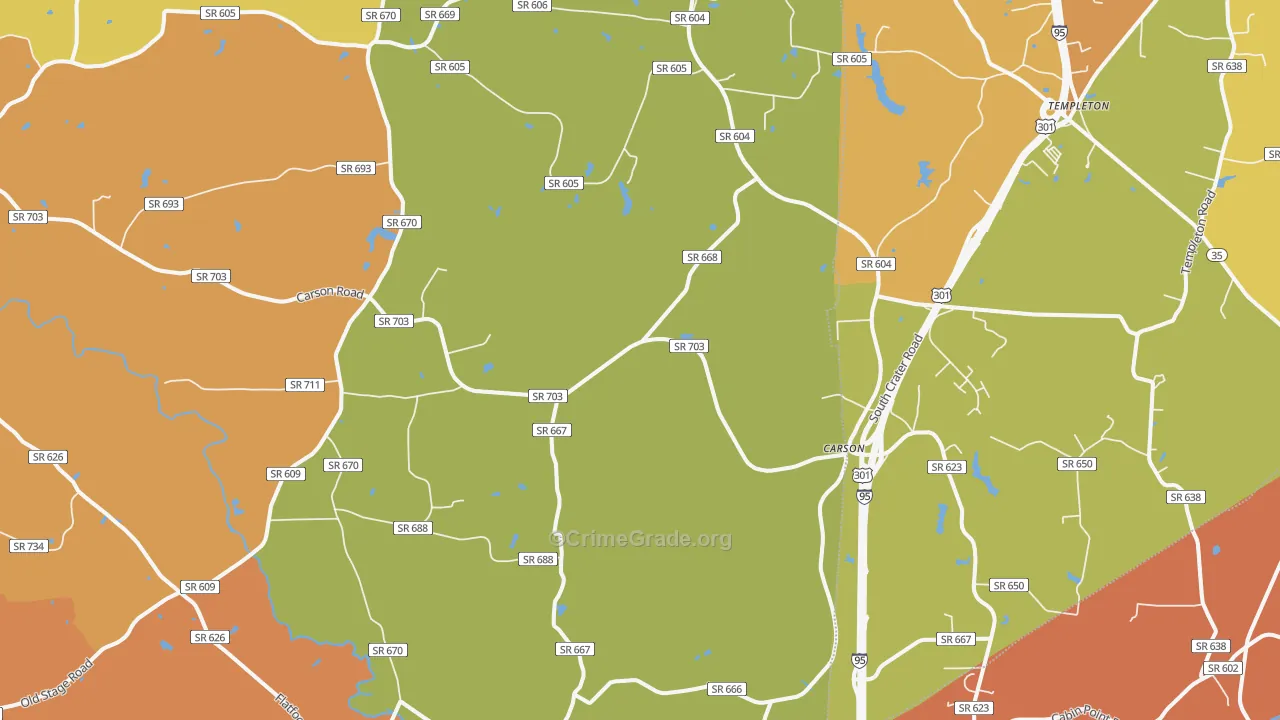 Rowanta, VA Map of Burglary Rates