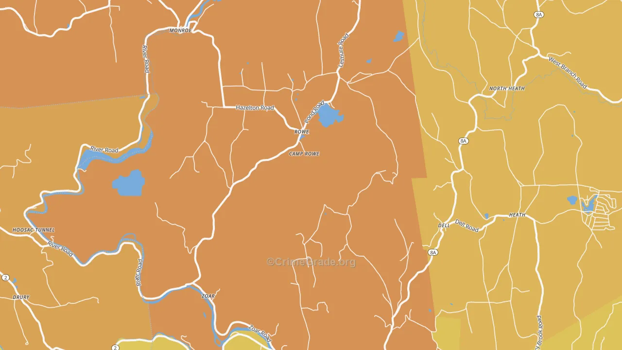 Rowe, MA Map of Burglary Rates