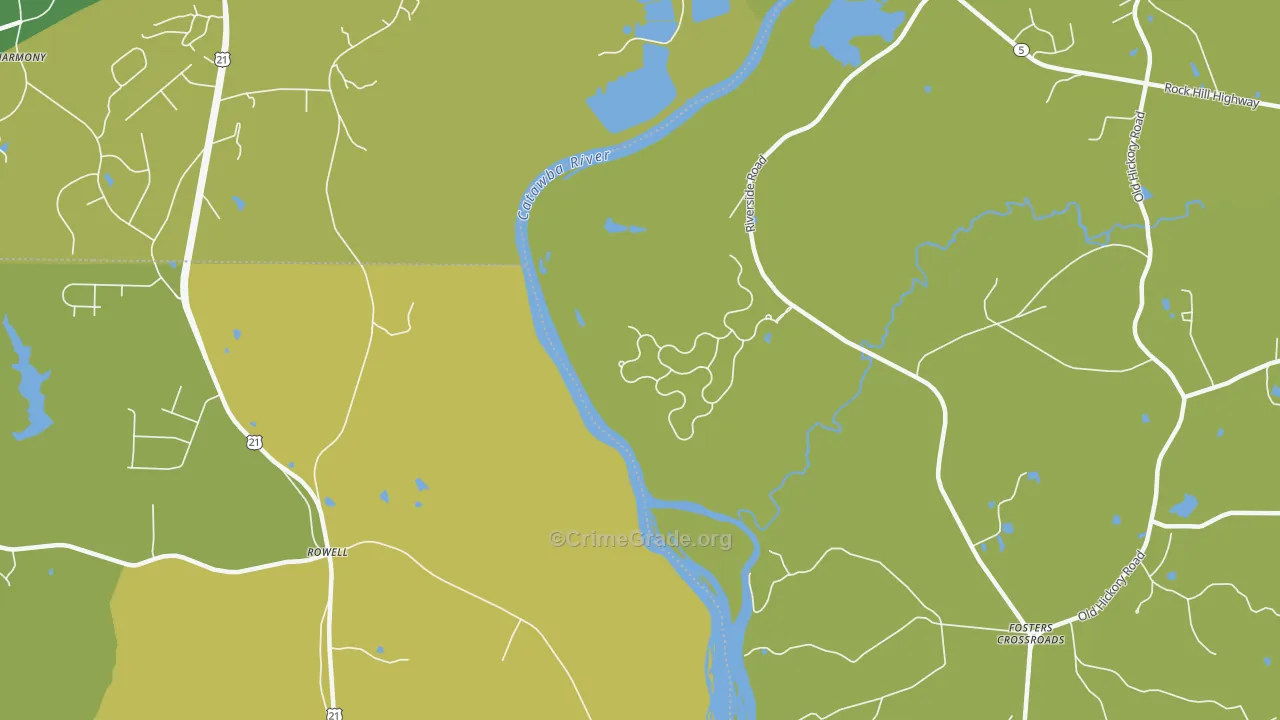Rowell, SC Map of Burglary Rates