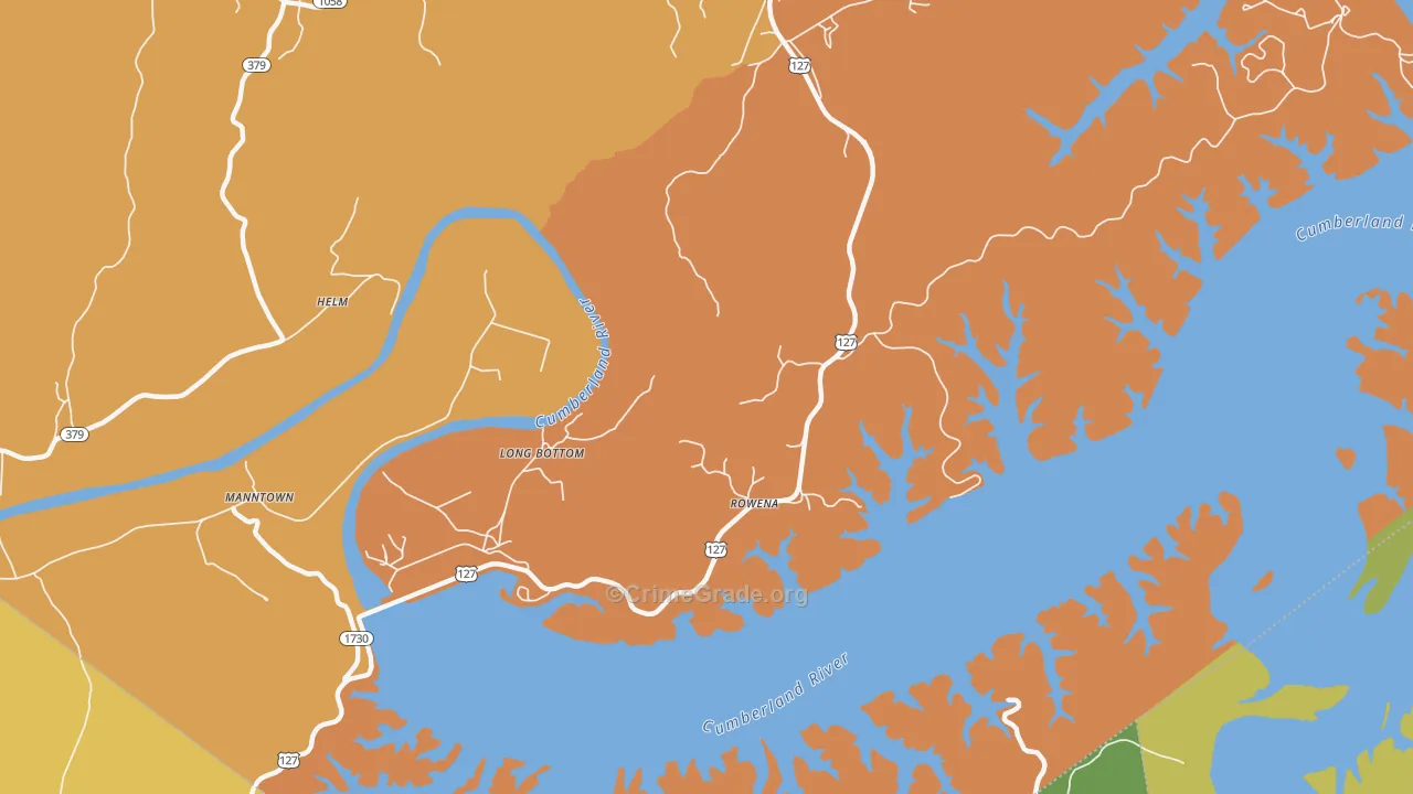Rowena, KY Map of Burglary Rates