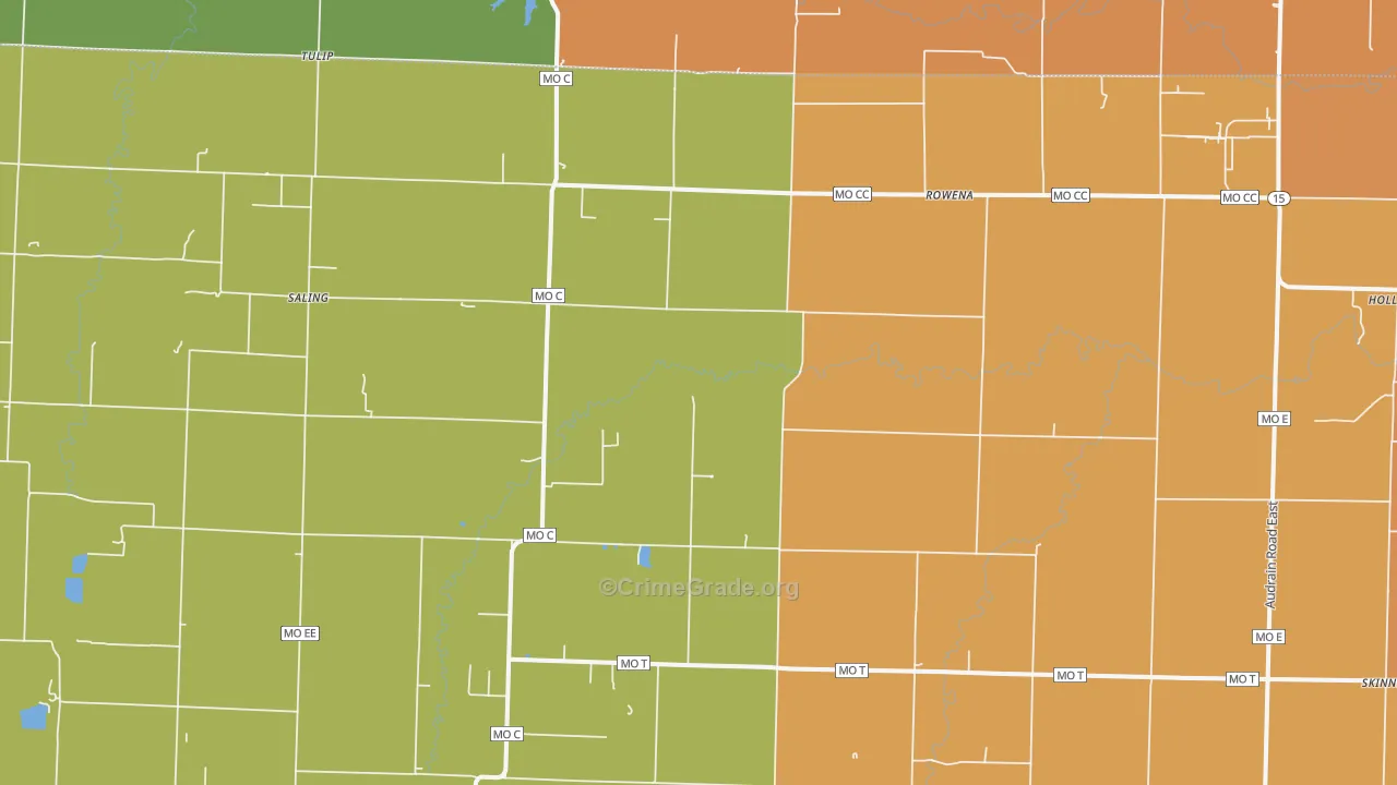 Rowena, MO Map of Burglary Rates