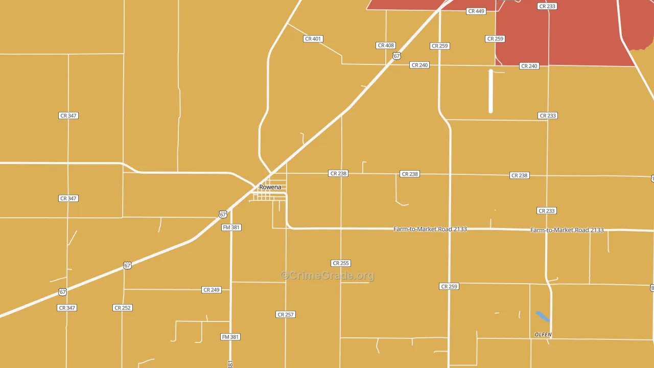 Rowena, TX Map of Burglary Rates