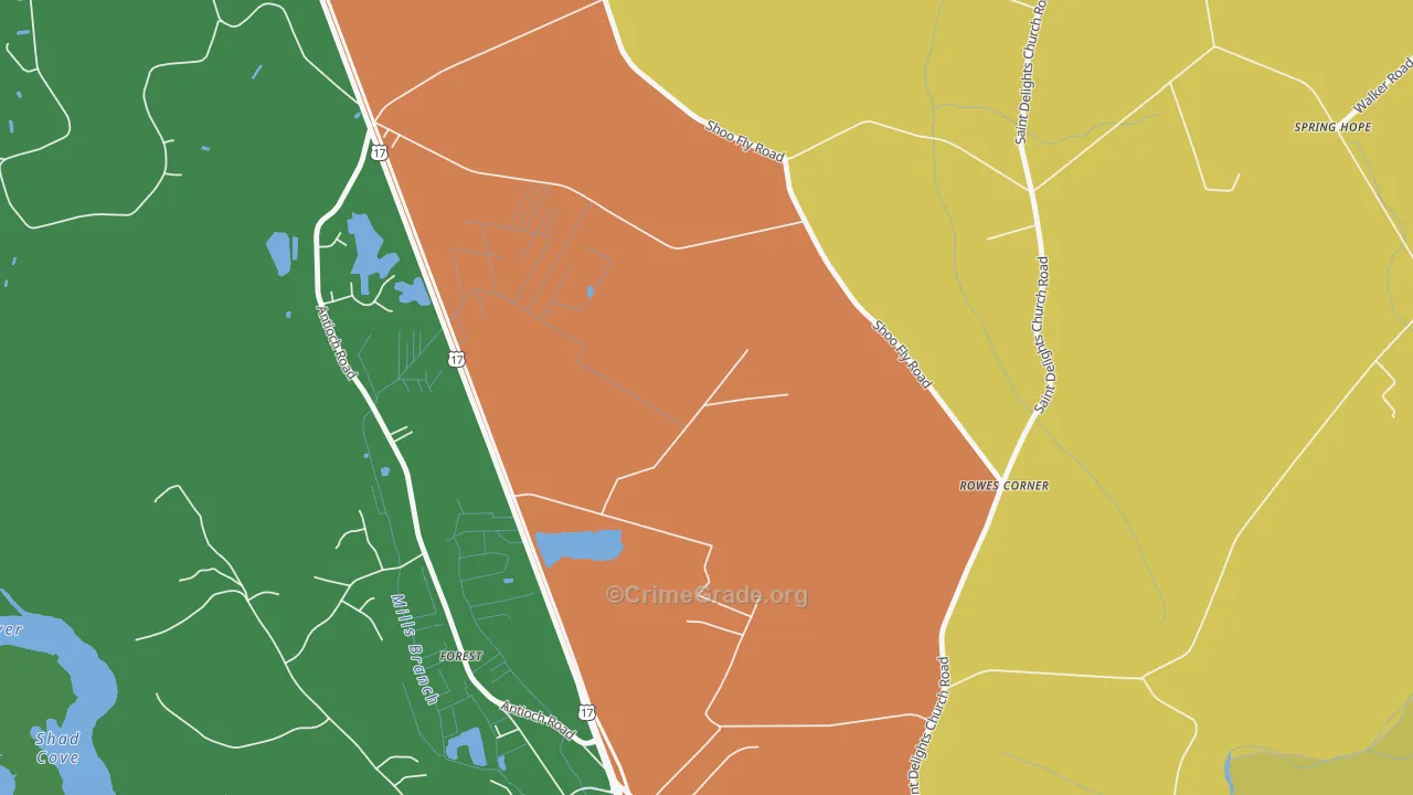 Rowes Corner, NC Map of Burglary Rates