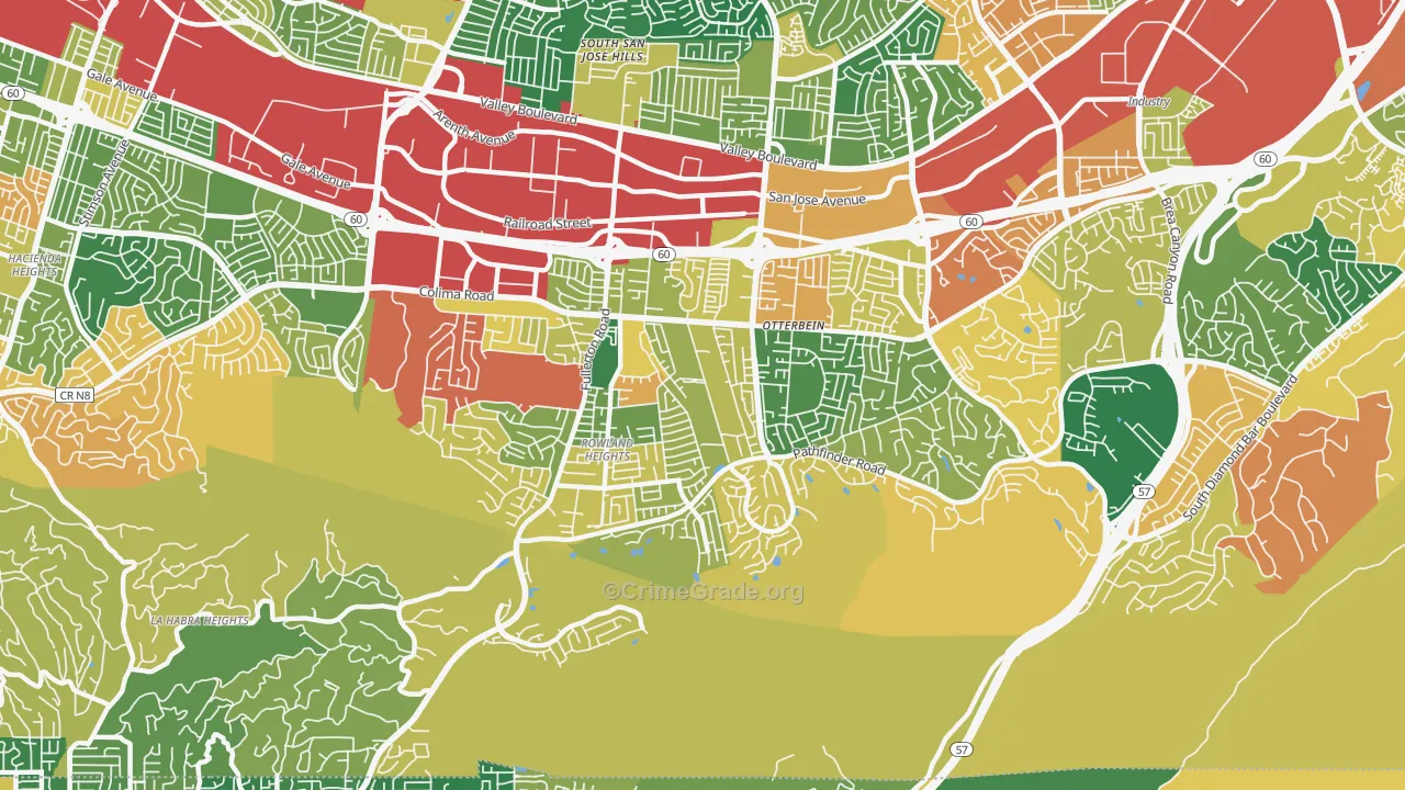 Rowland Heights, CA Map of Burglary Rates