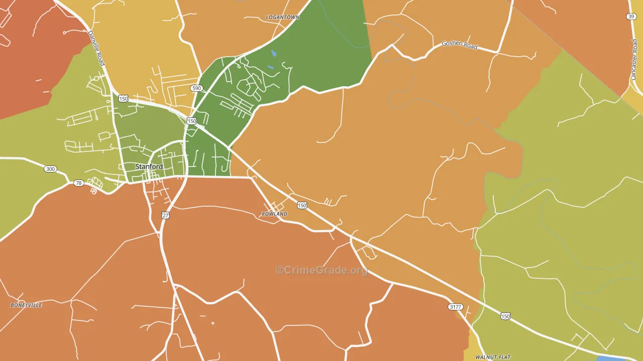 Rowland, KY Map of Burglary Rates