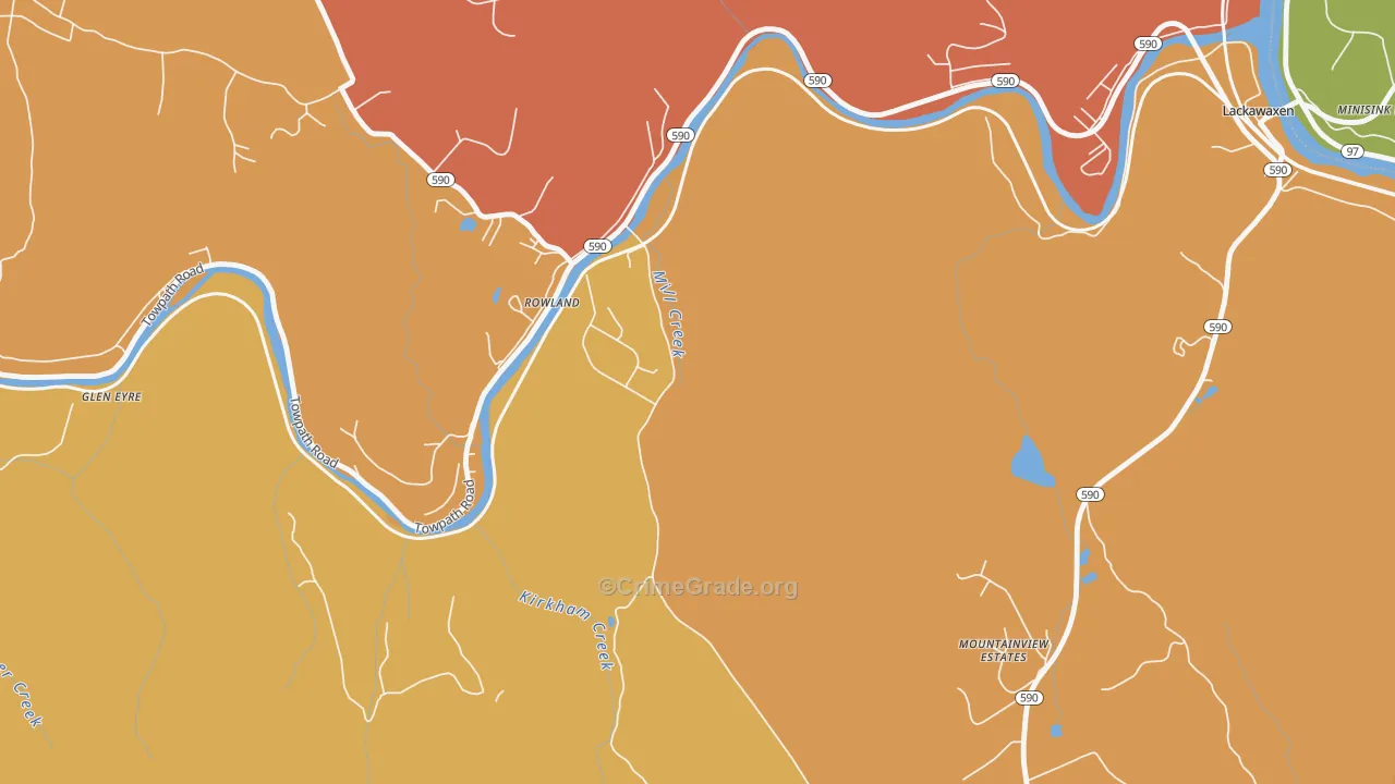 Rowland, PA Map of Burglary Rates