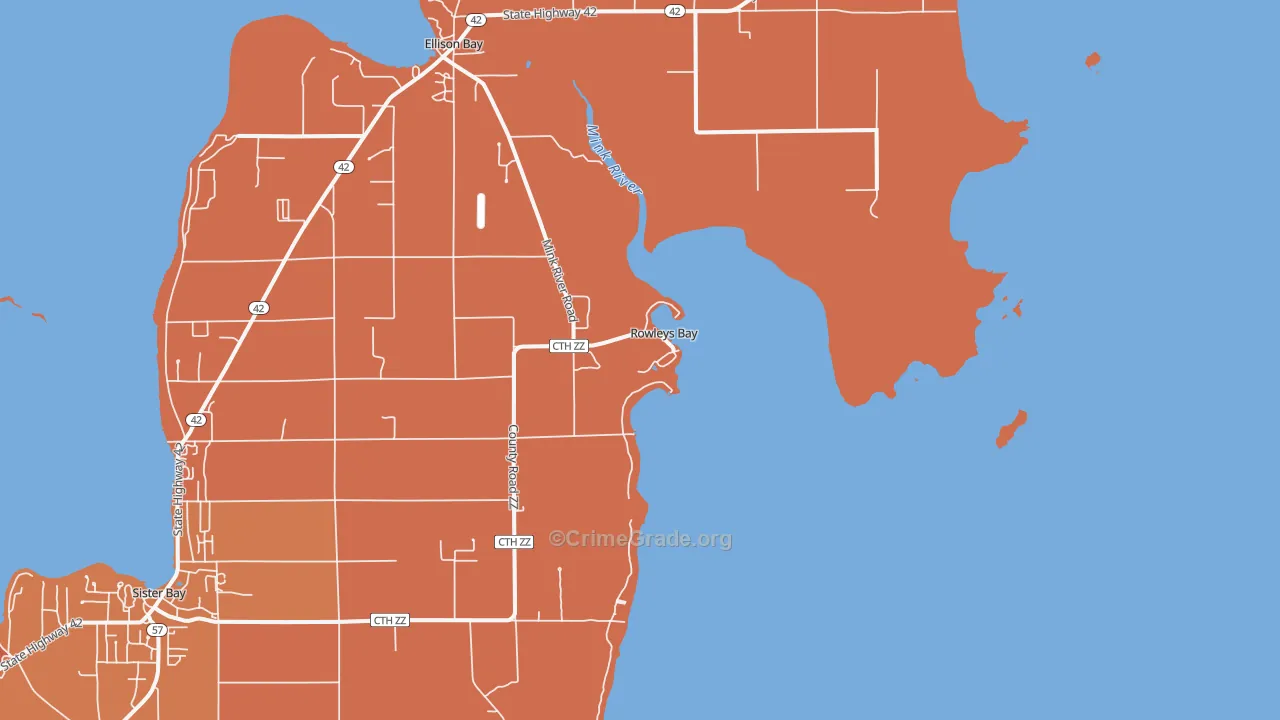 Rowleys Bay, WI Map of Burglary Rates