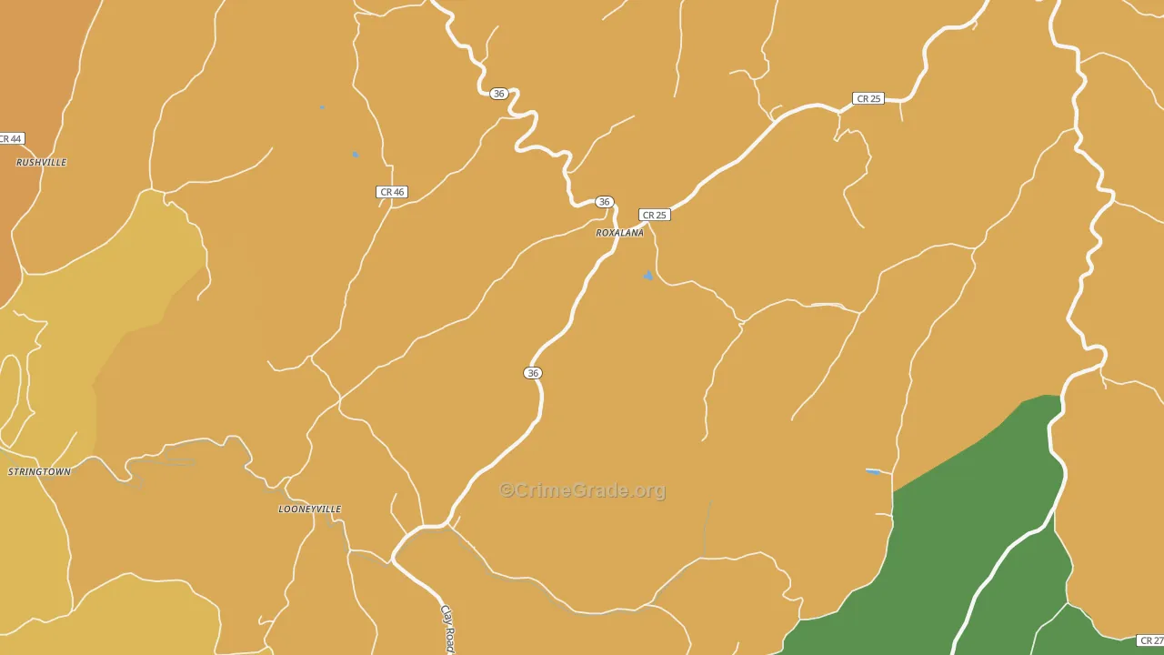 Roxalana, WV Map of Burglary Rates
