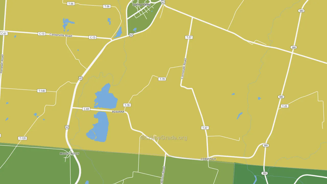 Roxanna, OH Map of Burglary Rates
