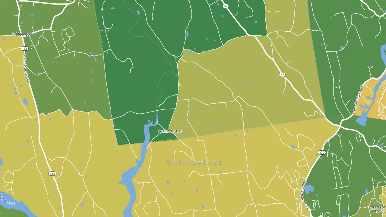 Roxbury Falls, CT Map of Burglary Rates