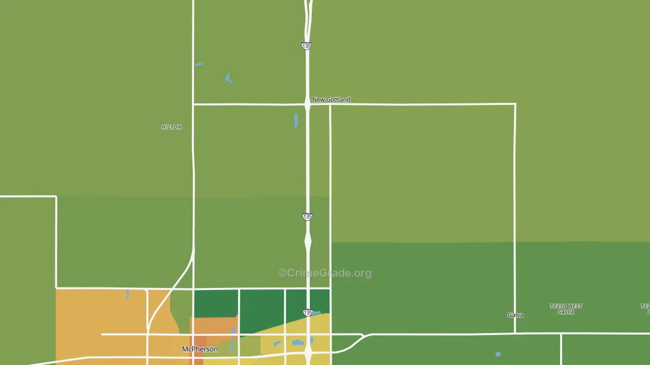 Roxbury, KS Map of Burglary Rates