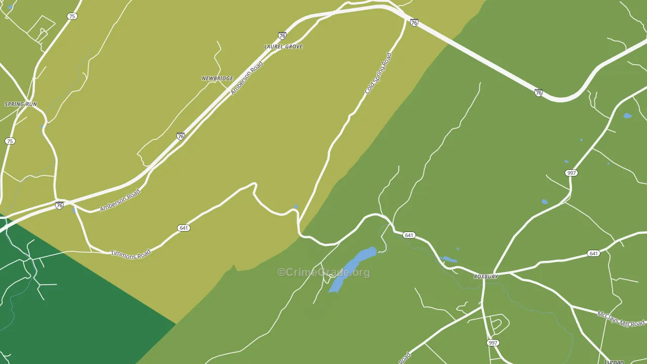 Roxbury, PA Map of Burglary Rates