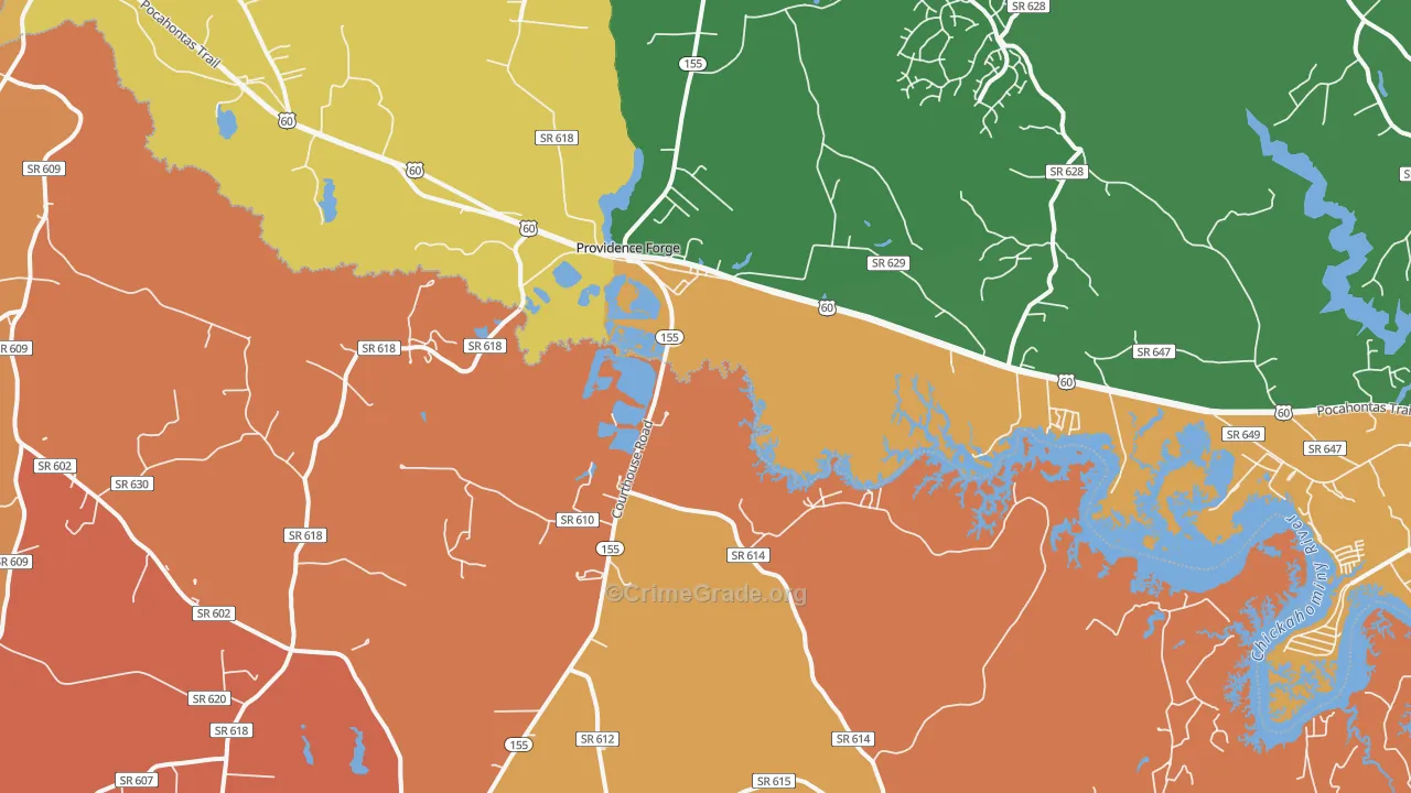 Roxbury, VA Map of Burglary Rates