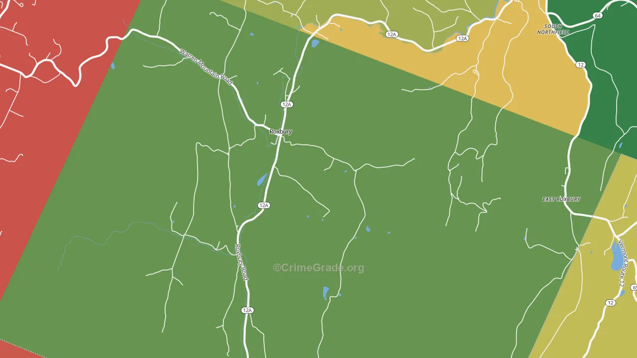 Roxbury, VT Map of Burglary Rates