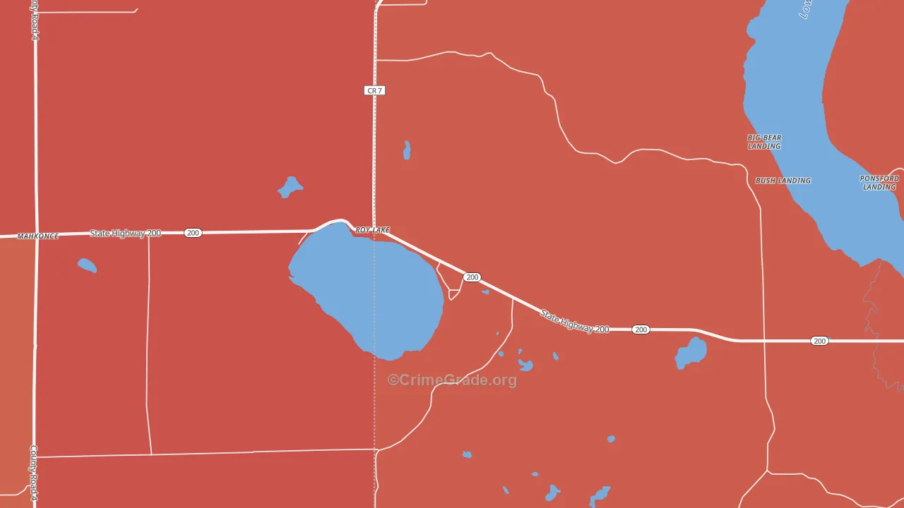 Roy Lake, MN Map of Burglary Rates
