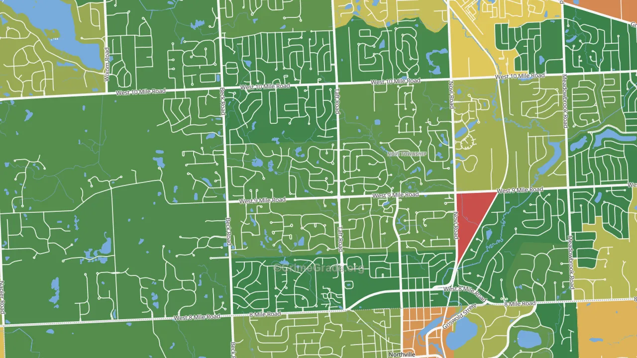 Royal Crown Estates, Novi, MI Map of Burglary Rates