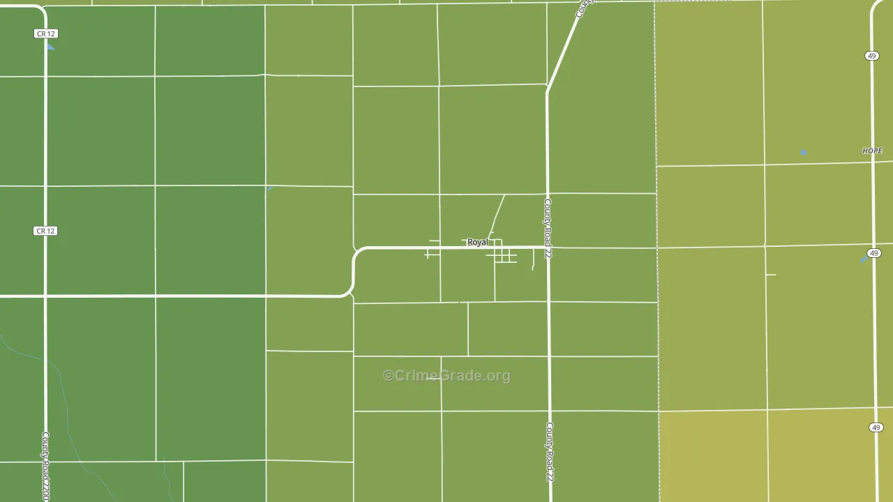 Royal, IL Map of Burglary Rates