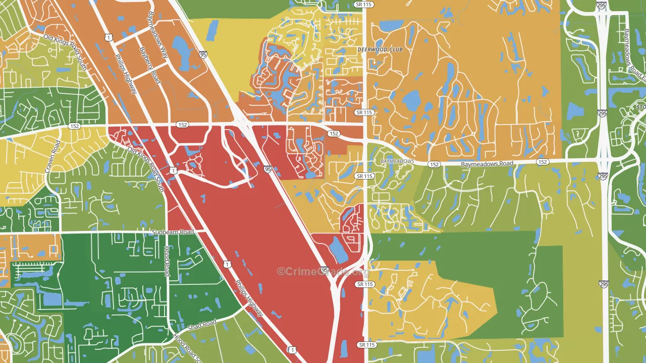 Royal Lakes, Jacksonville, FL Map of Burglary Rates