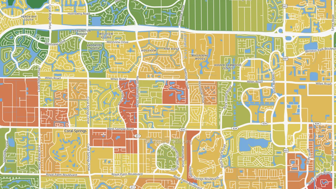 Royal Land, Coral Springs, FL Map of Burglary Rates