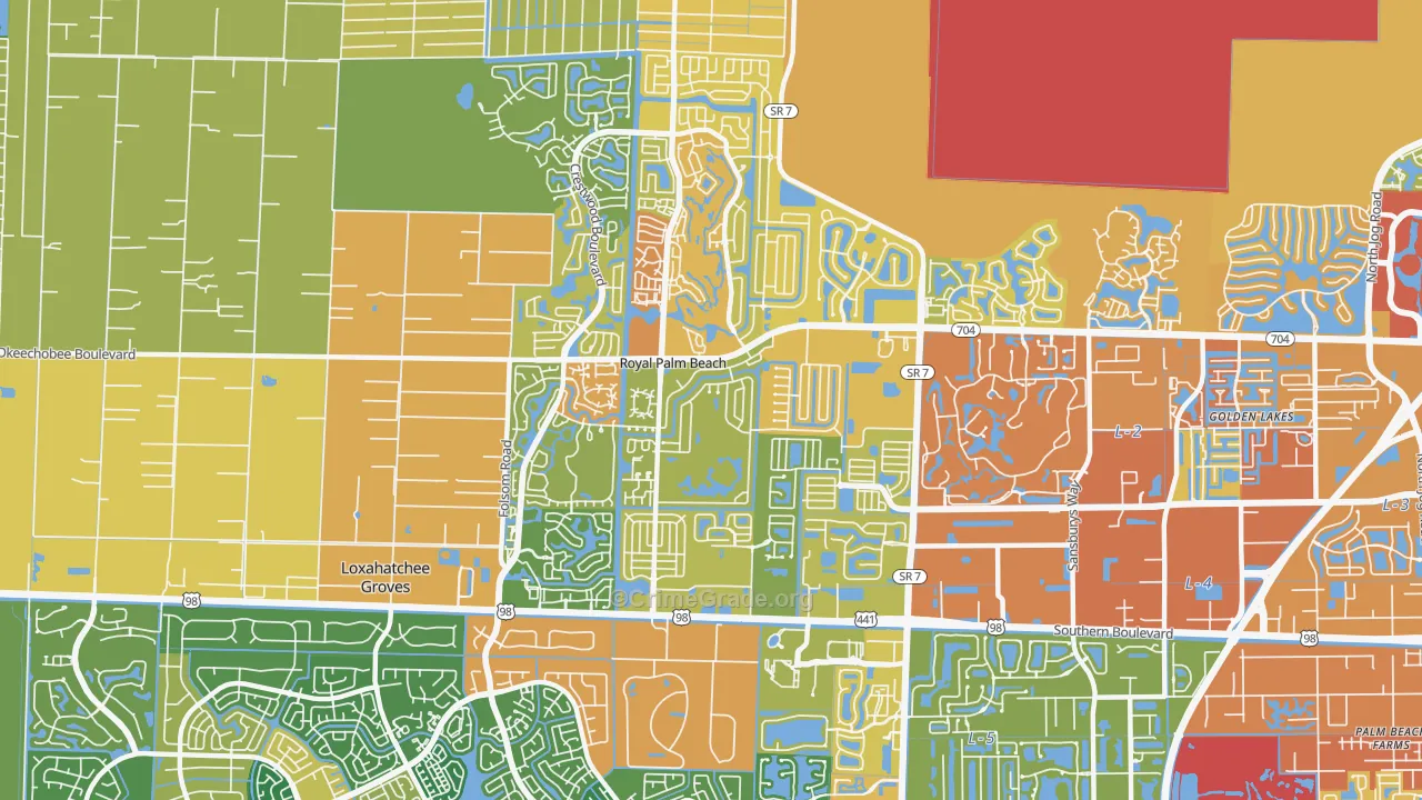 Royal Palm Beach, FL Map of Burglary Rates