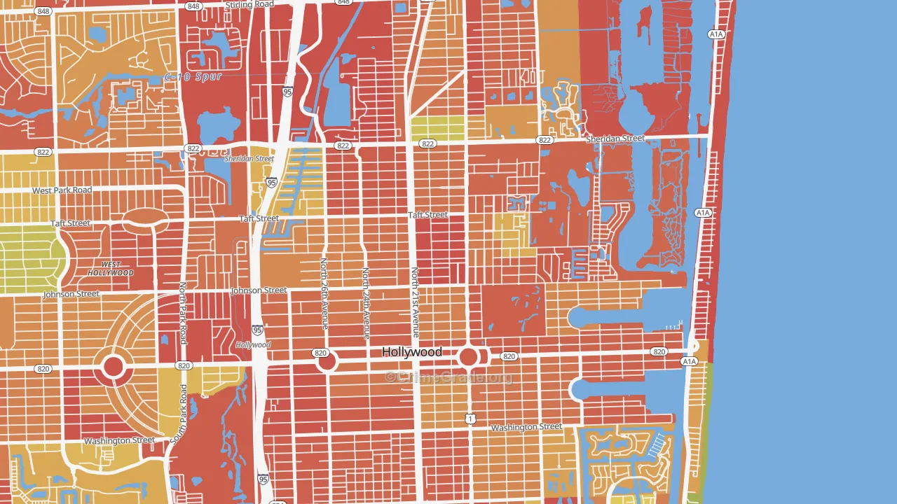 Royal Poinciana, Hollywood, FL Map of Burglary Rates