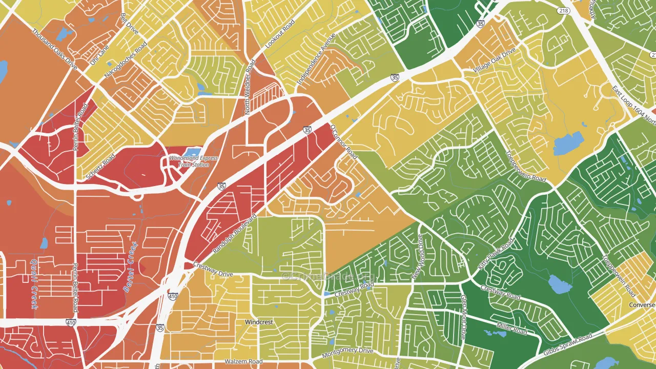 Royal Ridge, San Antonio, TX Map of Burglary Rates