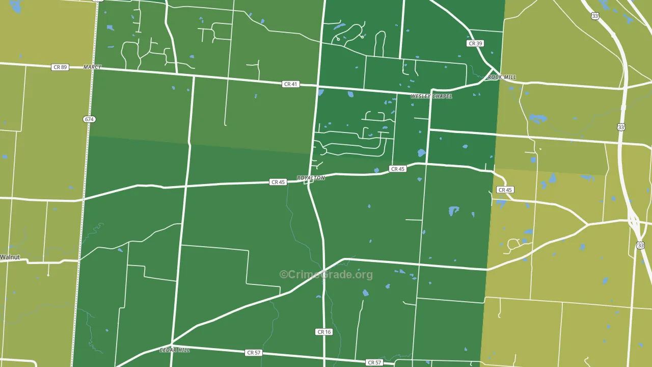 Royalton, OH Map of Burglary Rates