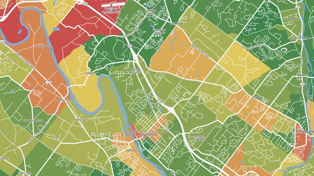 Royersford, PA Map of Burglary Rates