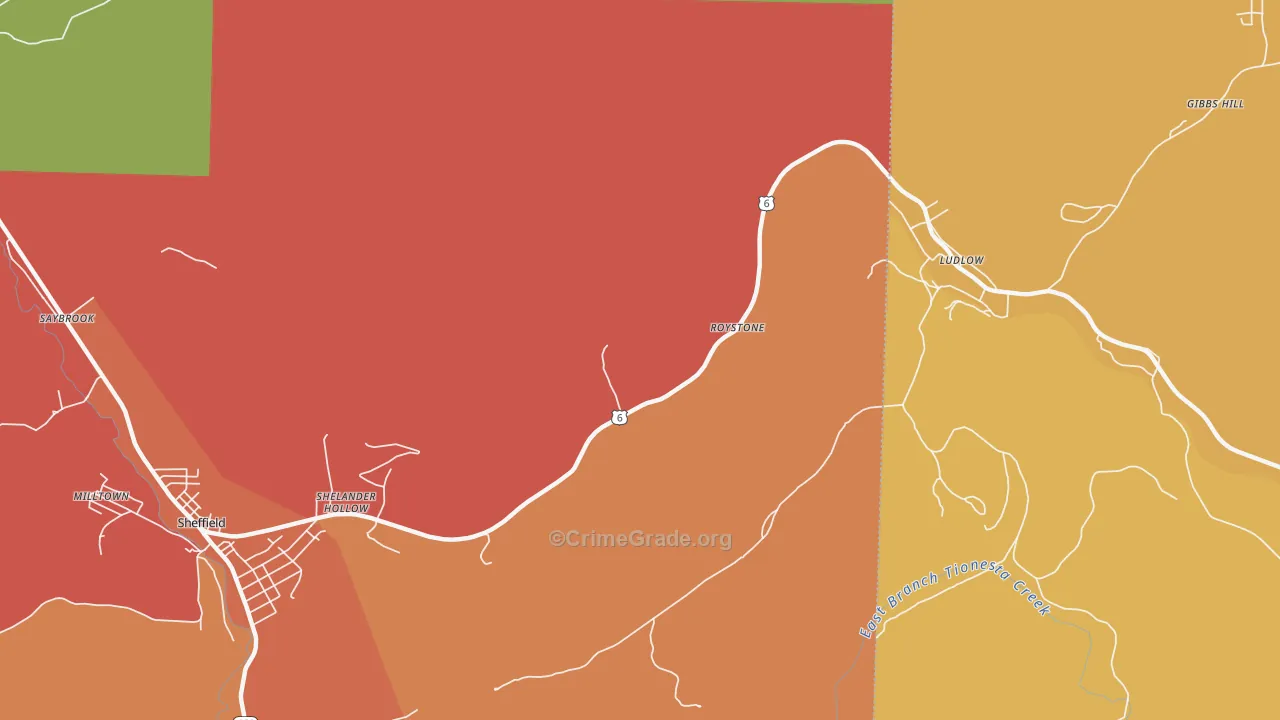 Roystone, PA Map of Burglary Rates