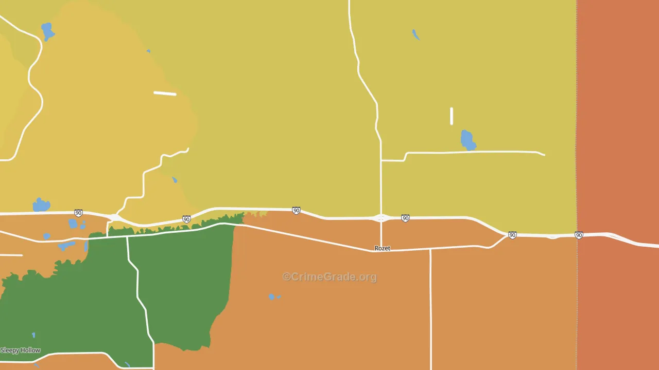 Rozet, WY Map of Burglary Rates