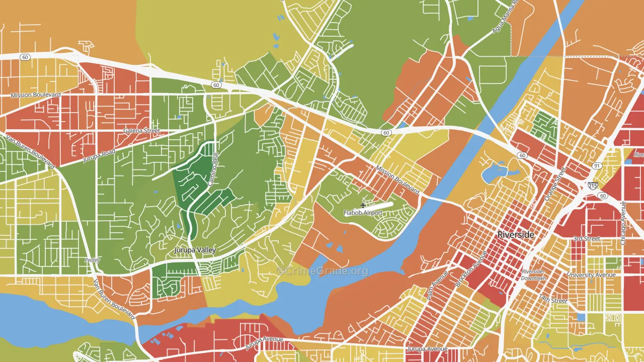 Rubidoux, CA Map of Burglary Rates