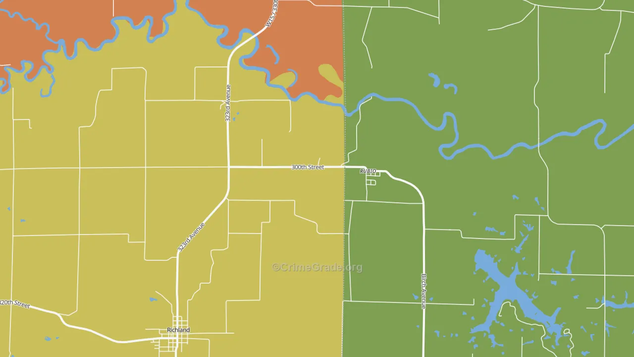 Rubio, IA Map of Burglary Rates